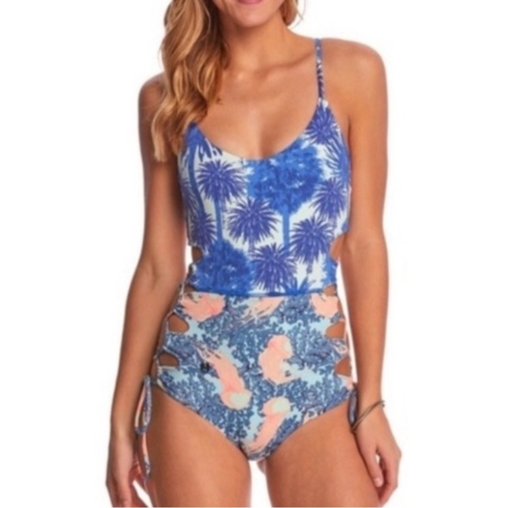 Maaji Jelly fish palm Blue and Pink One Piece Swimsuit